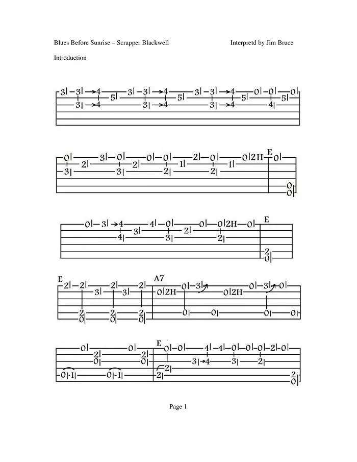 blues chords progression chart - Blues before Sunrise